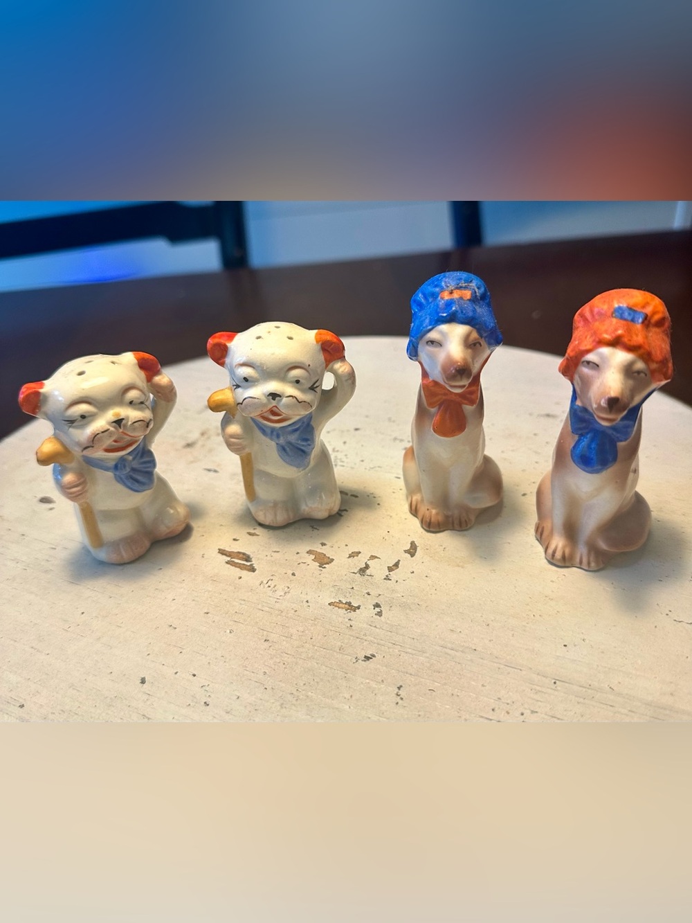 Vintage Anthropomorphic Dog Salt & Pepper Shakers Lot of 4